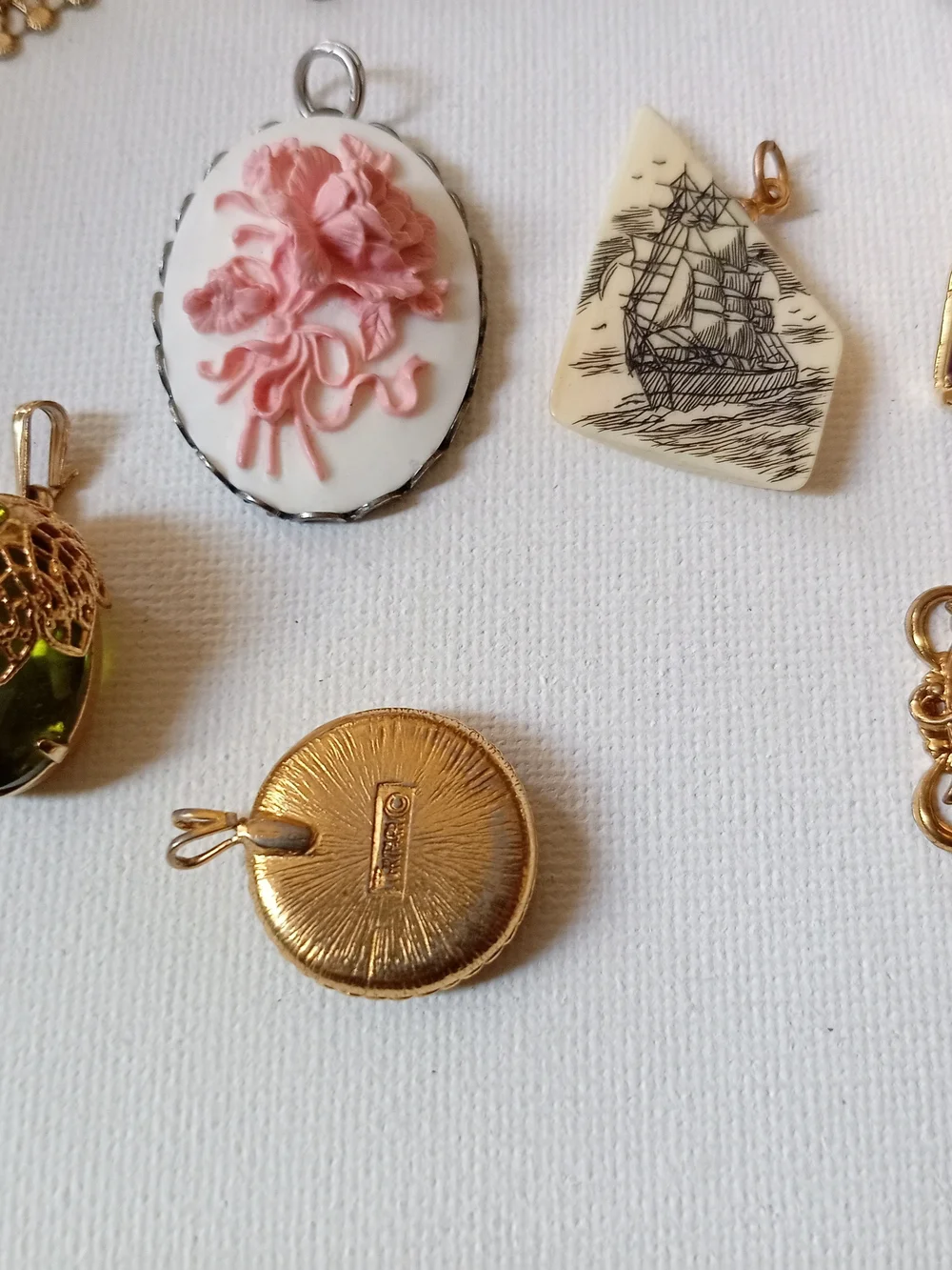 Vintage Pendant Bundle Cameo ,Trifari, Avon